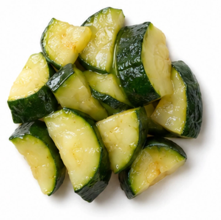 Zucchini vor weißem Hintergrund.