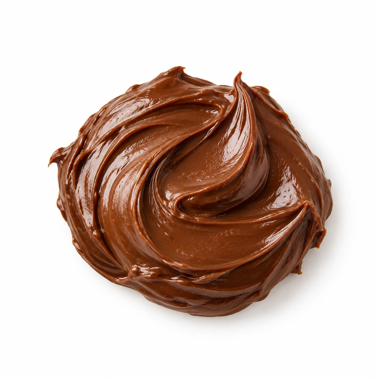 Schoko-Nuss-Creme auf weißem Hintergrund.