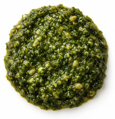 Pesto vor weißem Hintergrund.