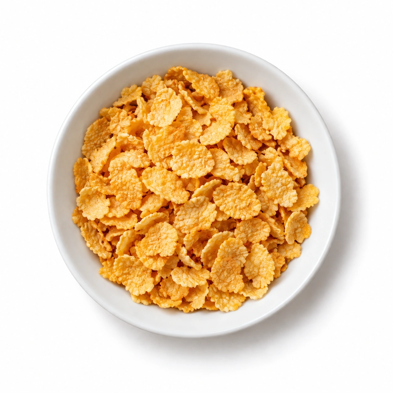 Cornflakes in einer weißen Schale.