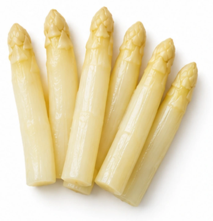 Spargel vor weißem Hintergrund.
