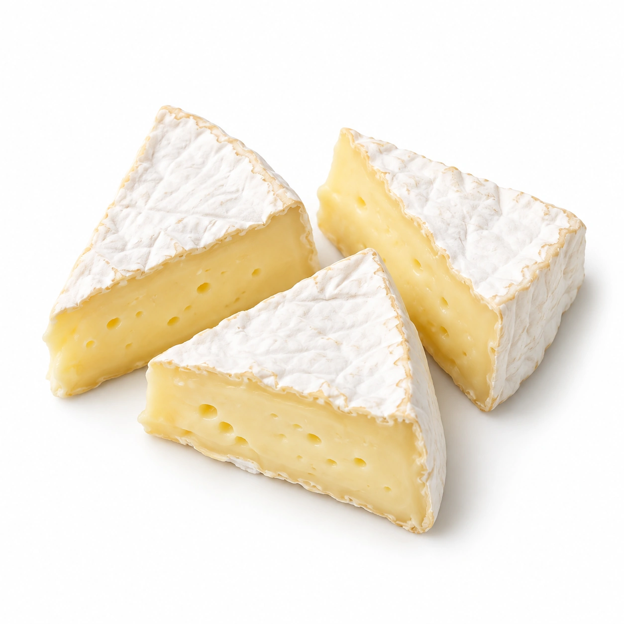 Camembert auf weißem Hintergrund.