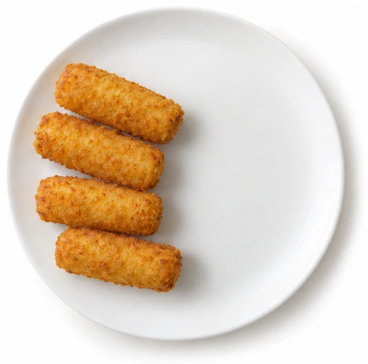Kroketten vor weißem Hintergrund.