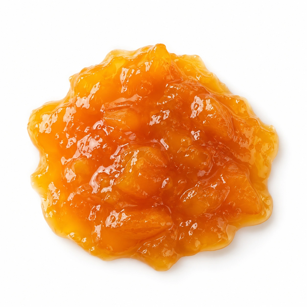 Aprikosenmarmelade auf weißem Hintergrund.