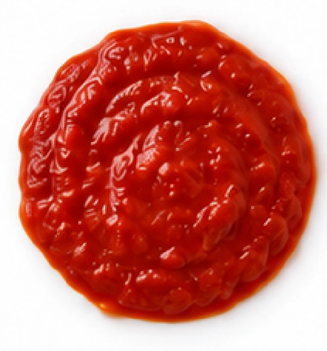 Tomatensoße vor weißem Hintergrund.